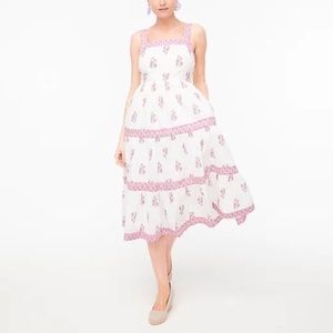 J. Crew | Block-print squareneck tiered midi dress